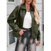 imageEVALESS Leather Jacket Women Faux Motorcycle Coats Fashion Oversized Bomber Zip Up Jackets Trendy Fall Winter Outfits 2025Green