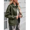 imageEVALESS Leather Jacket Women Faux Motorcycle Coats Fashion Oversized Bomber Zip Up Jackets Trendy Fall Winter Outfits 2025Green
