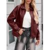 imageEVALESS Leather Jacket Women Faux Motorcycle Coats Fashion Oversized Bomber Zip Up Jackets Trendy Fall Winter Outfits 2025Red