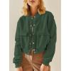 imageEVALESS Womens Crop Jacket Long Sleeve Shacket Lightweight Fall 2025 Casual Coat with PocketsBlackish Green