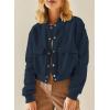 imageEVALESS Womens Crop Jacket Long Sleeve Shacket Lightweight Fall 2025 Casual Coat with PocketsNavy Blue