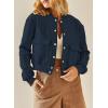 imageEVALESS Womens Crop Jacket Long Sleeve Shacket Lightweight Fall 2025 Casual Coat with PocketsNavy Blue
