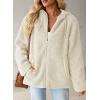 imageEVALESS Womens Fleece Jacket Long Sleeve Zip Up Sherpa Coats 2025 Fall Winter Trendy Fuzzy Hooded Jackets with PocketsBeige