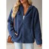 imageEVALESS Womens Fleece Jacket Long Sleeve Zip Up Sherpa Coats 2025 Fall Winter Trendy Fuzzy Hooded Jackets with PocketsBlue