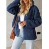 imageEVALESS Womens Fleece Jacket Long Sleeve Zip Up Sherpa Coats 2025 Fall Winter Trendy Fuzzy Hooded Jackets with PocketsBlue