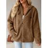 imageEVALESS Womens Fleece Jacket Long Sleeve Zip Up Sherpa Coats 2025 Fall Winter Trendy Fuzzy Hooded Jackets with PocketsBrown