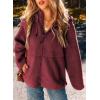 imageEVALESS Womens Fleece Jacket Long Sleeve Zip Up Sherpa Coats 2025 Fall Winter Trendy Fuzzy Hooded Jackets with PocketsBurgundy