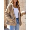 imageEVALESS Womens Fleece Jacket Long Sleeve Zip Up Sherpa Coats 2025 Fall Winter Trendy Fuzzy Hooded Jackets with PocketsKhaki