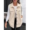 imageEVALESS Womens Warm Sherpa Fleece Sleeveless Button Down Long Vest Sherpa Jackets Coat OuterwearBeige