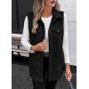 imageEVALESS Womens Warm Sherpa Fleece Sleeveless Button Down Long Vest Sherpa Jackets Coat OuterwearBlack