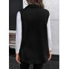 imageEVALESS Womens Warm Sherpa Fleece Sleeveless Button Down Long Vest Sherpa Jackets Coat OuterwearBlack