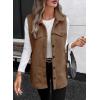 imageEVALESS Womens Warm Sherpa Fleece Sleeveless Button Down Long Vest Sherpa Jackets Coat OuterwearBrown