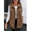 imageEVALESS Womens Warm Sherpa Fleece Sleeveless Button Down Long Vest Sherpa Jackets Coat OuterwearBrown