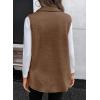 imageEVALESS Womens Warm Sherpa Fleece Sleeveless Button Down Long Vest Sherpa Jackets Coat OuterwearBrown