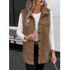 imageEVALESS Womens Warm Sherpa Fleece Sleeveless Button Down Long Vest Sherpa Jackets Coat OuterwearBrown