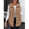 imageEVALESS Womens Warm Sherpa Fleece Sleeveless Button Down Long Vest Sherpa Jackets Coat OuterwearKhaki