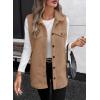 imageEVALESS Womens Warm Sherpa Fleece Sleeveless Button Down Long Vest Sherpa Jackets Coat OuterwearKhaki