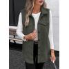 imageEVALESS Womens Warm Sherpa Fleece Sleeveless Button Down Long Vest Sherpa Jackets Coat OuterwearMoss Green
