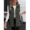 imageEVALESS Womens Warm Sherpa Fleece Sleeveless Button Down Long Vest Sherpa Jackets Coat OuterwearMoss Green
