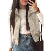 imageEVALESS Faux Leather Jacket Women Sleeveless Motorcycle Coat Zip Up Vest Jackets Fall Fashion Outfits Winter ClothesWhite