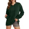 imageEVALESS Hoodies for Women Long Sleeve Patchwork Waffle Knit Drawstring Oversized Hooded Sweatshirt Tops Fashion 2025Forest Green