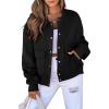 imageEVALESS Womens Crop Jacket Long Sleeve Shacket Lightweight Fall 2025 Casual Coat with PocketsBlack