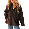 imageEVALESS Womens Fleece Jacket Long Sleeve Zip Up Sherpa Coats 2025 Fall Winter Trendy Fuzzy Hooded Jackets with PocketsCoffee