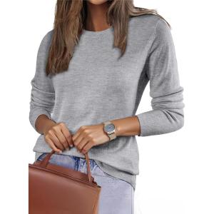 imageEVALESS Fall Sweaters for Women 2025 Trendy Wool Blend Sweaters Long Sleeve Crewneck Fall Outfits Pullover Sweater Tops1a Urban Grey