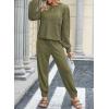 imageEVALESS 2 Piece Outfits for Women Fall Winter Lounge Set Long Sleeve Sweater Tapered Leg Pants LoungewearOlive Green