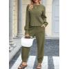 imageEVALESS 2 Piece Outfits for Women Fall Winter Lounge Set Long Sleeve Sweater Tapered Leg Pants LoungewearOlive Green