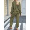 imageEVALESS 2 Piece Outfits for Women Fall Winter Lounge Set Long Sleeve Sweater Tapered Leg Pants LoungewearOlive Green