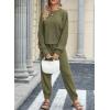 imageEVALESS 2 Piece Outfits for Women Fall Winter Lounge Set Long Sleeve Sweater Tapered Leg Pants LoungewearOlive Green