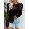 imageEVALESS Off The Shoulder Loose Knit Summer Sweater for Women Beach Vacation Clothes for Women Trendy 2026Black