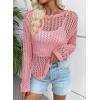 imageEVALESS Off The Shoulder Loose Knit Summer Sweater for Women Beach Vacation Clothes for Women Trendy 2026Pink