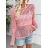 imageEVALESS Off The Shoulder Loose Knit Summer Sweater for Women Beach Vacation Clothes for Women Trendy 2026Pink