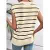imageEVALESS Short Sleeve Sweaters for Women Trendy Crewneck Striped Knit Tops 2026 Spring Summer Outfits Cap Sleeve Sweater VestKhaki Stripe