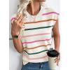 imageEVALESS Short Sleeve Sweaters for Women Trendy Crewneck Striped Knit Tops 2026 Spring Summer Outfits Cap Sleeve Sweater VestLight Pink