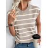 imageEVALESS Short Sleeve Sweaters for Women Trendy Crewneck Striped Knit Tops 2026 Spring Summer Outfits Cap Sleeve Sweater VestParchment