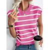 imageEVALESS Short Sleeve Sweaters for Women Trendy Crewneck Striped Knit Tops 2026 Spring Summer Outfits Cap Sleeve Sweater VestRose Red