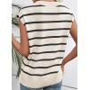 imageEVALESS Short Sleeve Sweaters for Women Trendy Crewneck Striped Knit Tops 2026 Spring Summer Outfits Cap Sleeve Sweater VestWhite