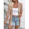 imageEVALESS Womens Crochet Knit Cardigan Sweaters Short Sleeve Open Front Kimonos Boho Tops Lightweight Casual VacationBeige