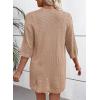 imageEVALESS Womens Crochet Knit Cardigan Sweaters Short Sleeve Open Front Kimonos Boho Tops Lightweight Casual VacationBeige