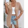 imageEVALESS Womens Crochet Knit Cardigan Sweaters Short Sleeve Open Front Kimonos Boho Tops Lightweight Casual VacationBeige