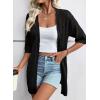 imageEVALESS Womens Crochet Knit Cardigan Sweaters Short Sleeve Open Front Kimonos Boho Tops Lightweight Casual VacationBlack