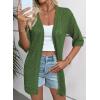 imageEVALESS Womens Crochet Knit Cardigan Sweaters Short Sleeve Open Front Kimonos Boho Tops Lightweight Casual VacationGreen