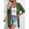 imageEVALESS Womens Crochet Knit Cardigan Sweaters Short Sleeve Open Front Kimonos Boho Tops Lightweight Casual VacationGreen