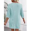 imageEVALESS Womens Crochet Knit Cardigan Sweaters Short Sleeve Open Front Kimonos Boho Tops Lightweight Casual VacationLight Blue