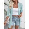 imageEVALESS Womens Crochet Knit Cardigan Sweaters Short Sleeve Open Front Kimonos Boho Tops Lightweight Casual VacationLight Blue