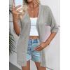 imageEVALESS Womens Crochet Knit Cardigan Sweaters Short Sleeve Open Front Kimonos Boho Tops Lightweight Casual VacationLight Grey