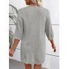 imageEVALESS Womens Crochet Knit Cardigan Sweaters Short Sleeve Open Front Kimonos Boho Tops Lightweight Casual VacationLight Grey